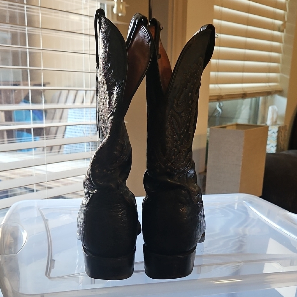 Lucchese Dark Leather Western Boots - Picture 6 of 11